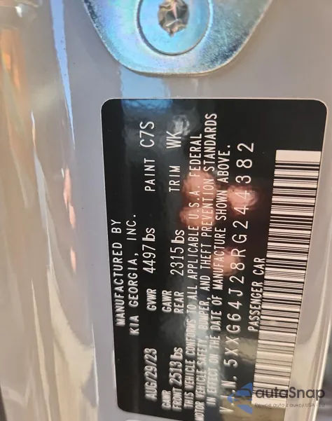 2024 Kia K5 Gt Line из США, поврежденный, VIN 5XXG64J28RG244382